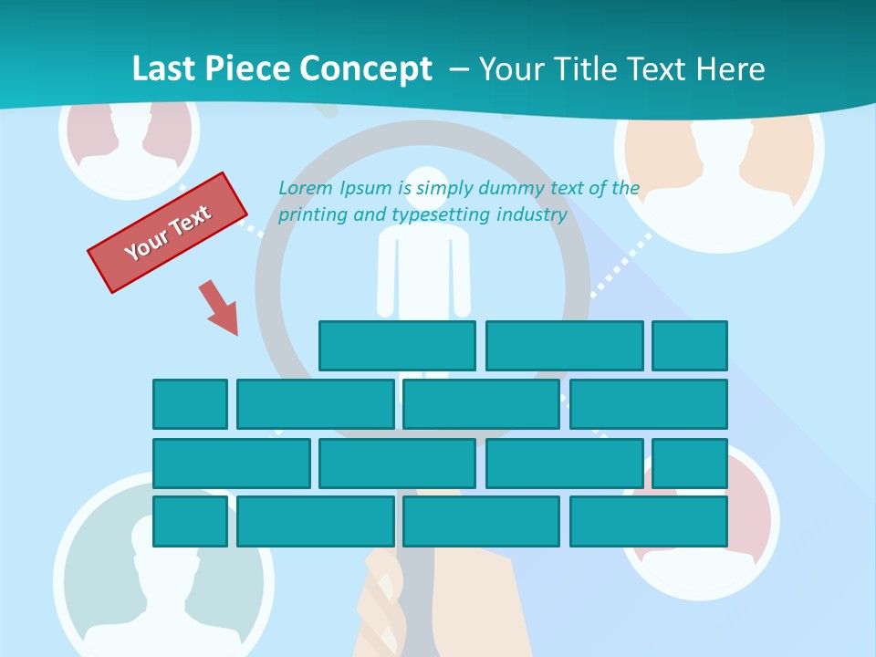 A Hand Holding A Magnifying Glass With Icons On It PowerPoint Template