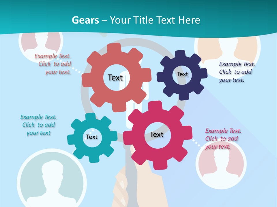A Hand Holding A Magnifying Glass With Icons On It PowerPoint Template