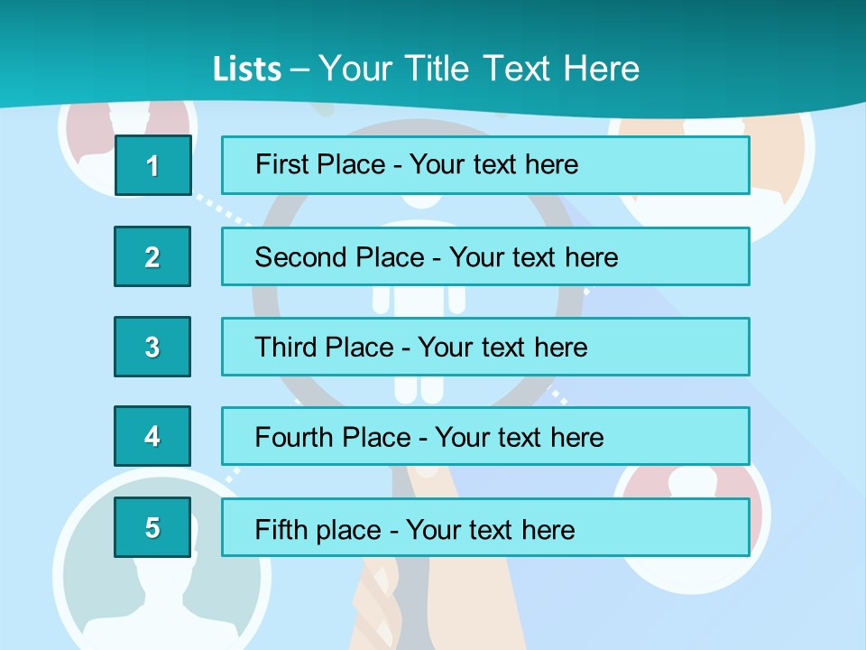 A Hand Holding A Magnifying Glass With Icons On It PowerPoint Template
