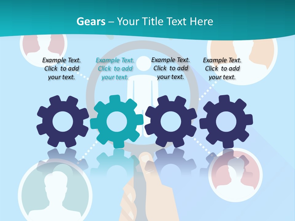 A Hand Holding A Magnifying Glass With Icons On It PowerPoint Template