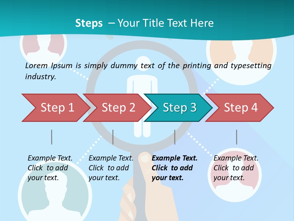 A Hand Holding A Magnifying Glass With Icons On It PowerPoint Template