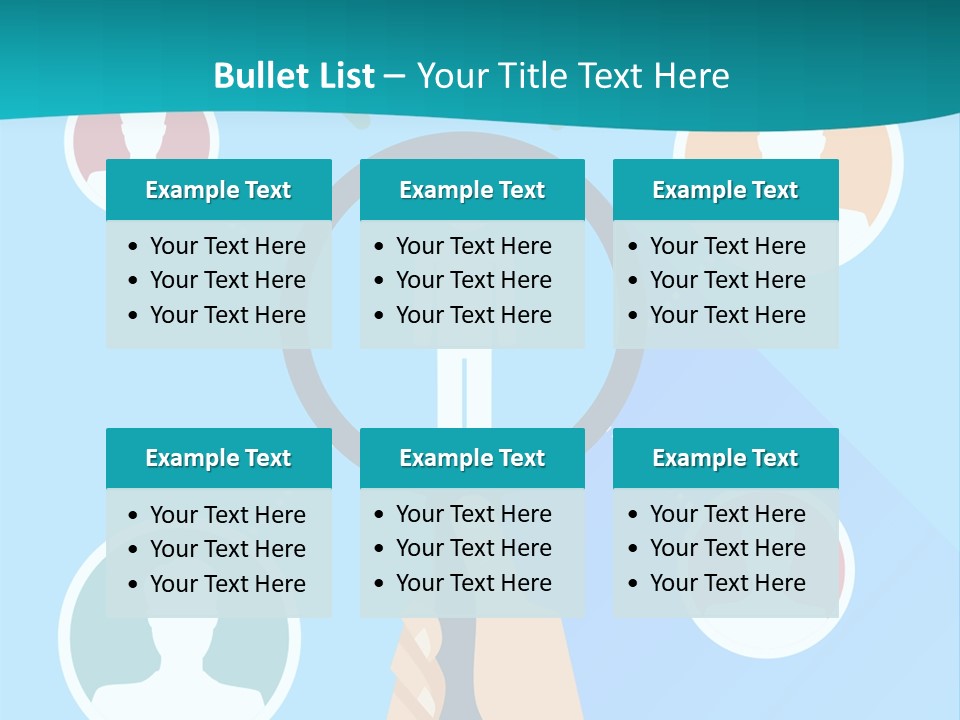 A Hand Holding A Magnifying Glass With Icons On It PowerPoint Template