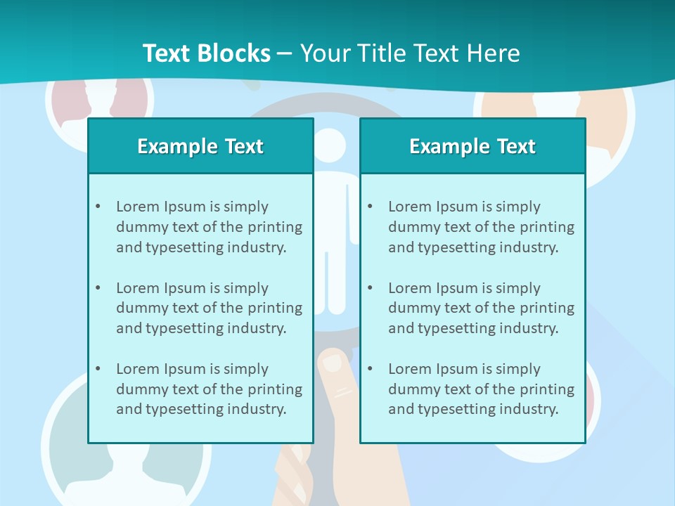 A Hand Holding A Magnifying Glass With Icons On It PowerPoint Template