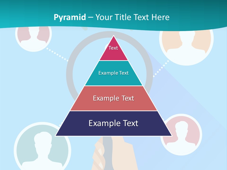 A Hand Holding A Magnifying Glass With Icons On It PowerPoint Template