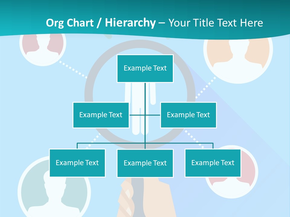 A Hand Holding A Magnifying Glass With Icons On It PowerPoint Template