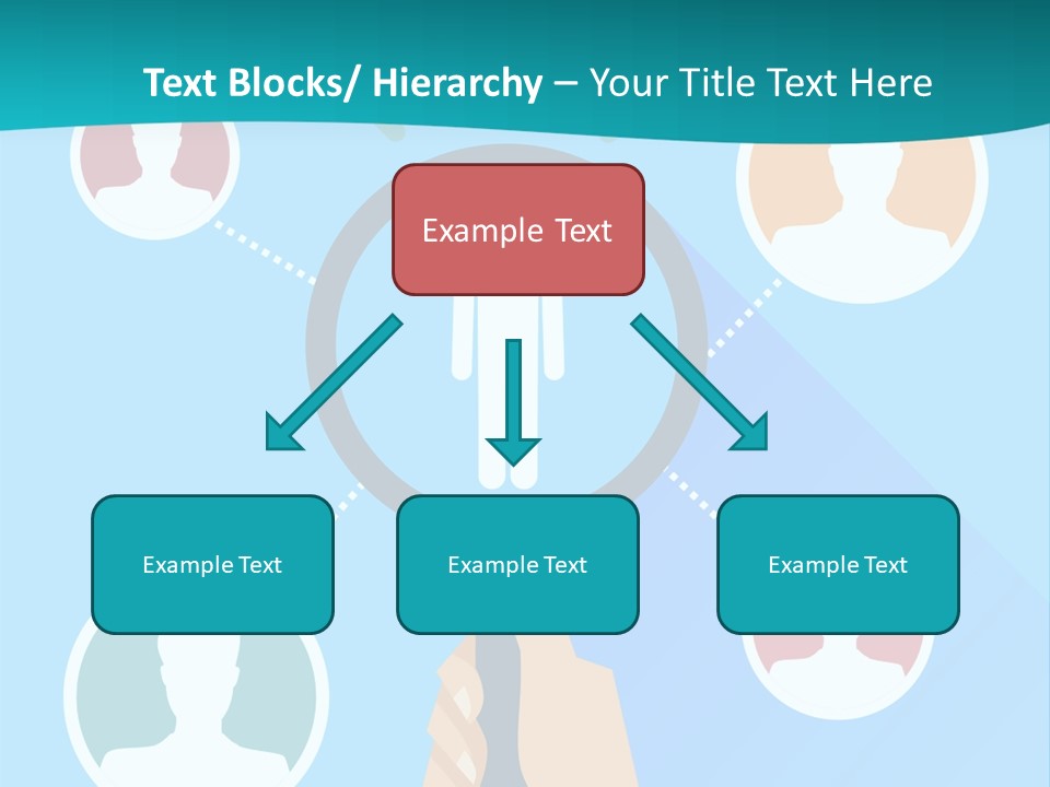 A Hand Holding A Magnifying Glass With Icons On It PowerPoint Template