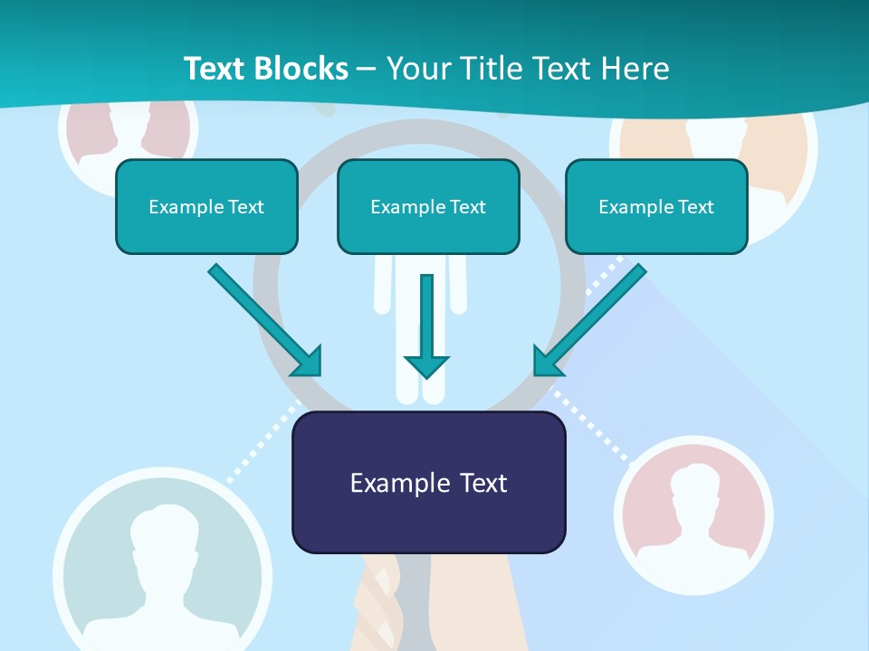 A Hand Holding A Magnifying Glass With Icons On It PowerPoint Template