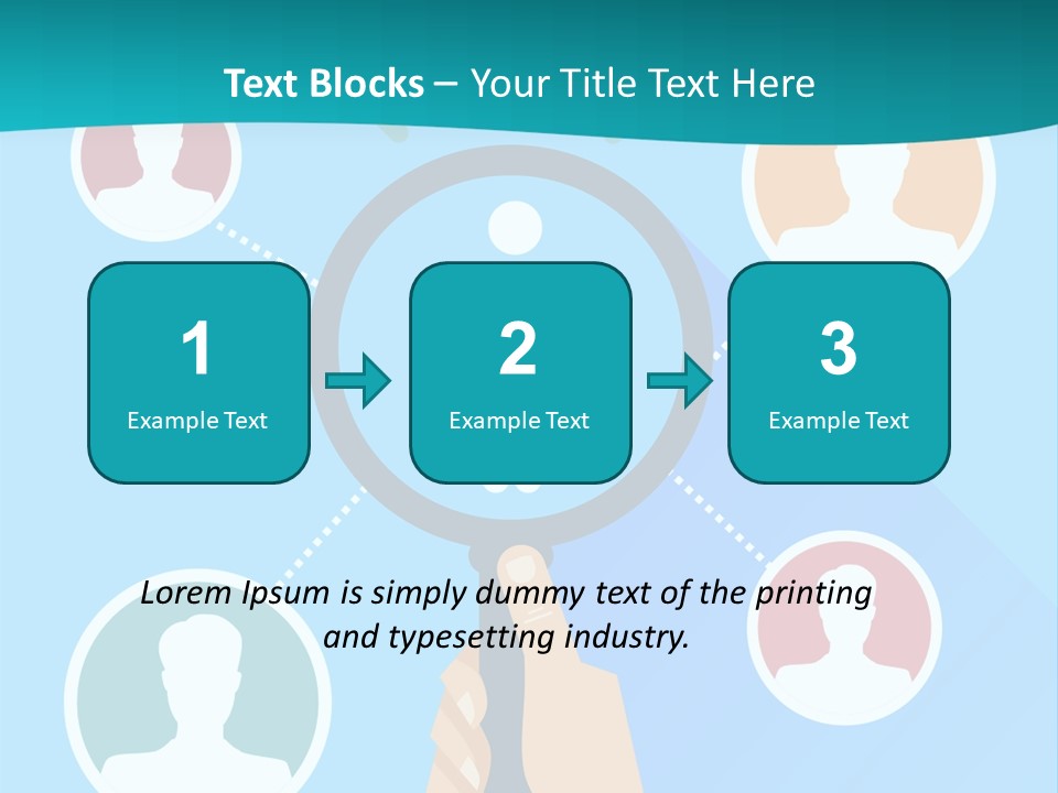A Hand Holding A Magnifying Glass With Icons On It PowerPoint Template