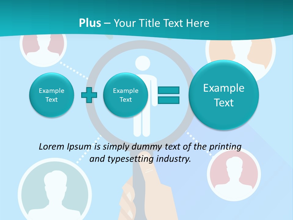 A Hand Holding A Magnifying Glass With Icons On It PowerPoint Template