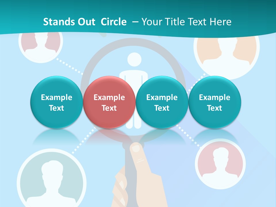 A Hand Holding A Magnifying Glass With Icons On It PowerPoint Template