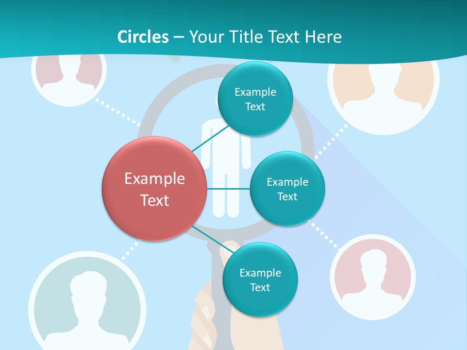 A Hand Holding A Magnifying Glass With Icons On It PowerPoint Template