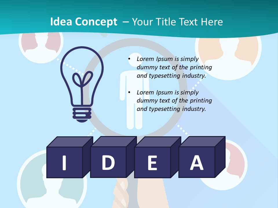 A Hand Holding A Magnifying Glass With Icons On It PowerPoint Template