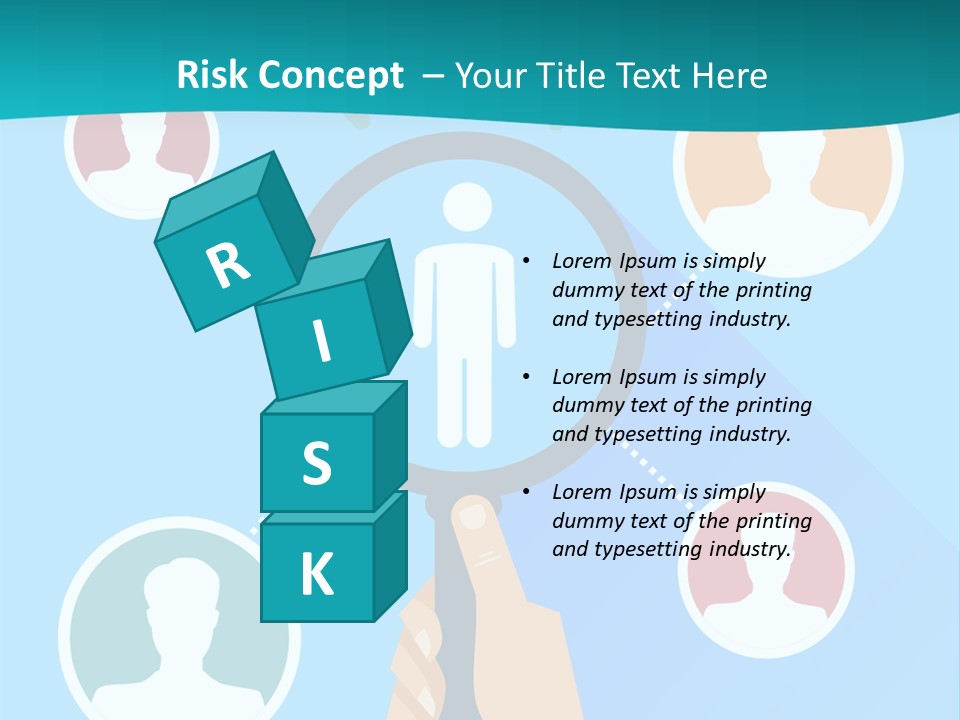 A Hand Holding A Magnifying Glass With Icons On It PowerPoint Template