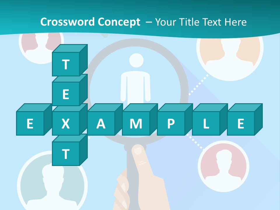 A Hand Holding A Magnifying Glass With Icons On It PowerPoint Template