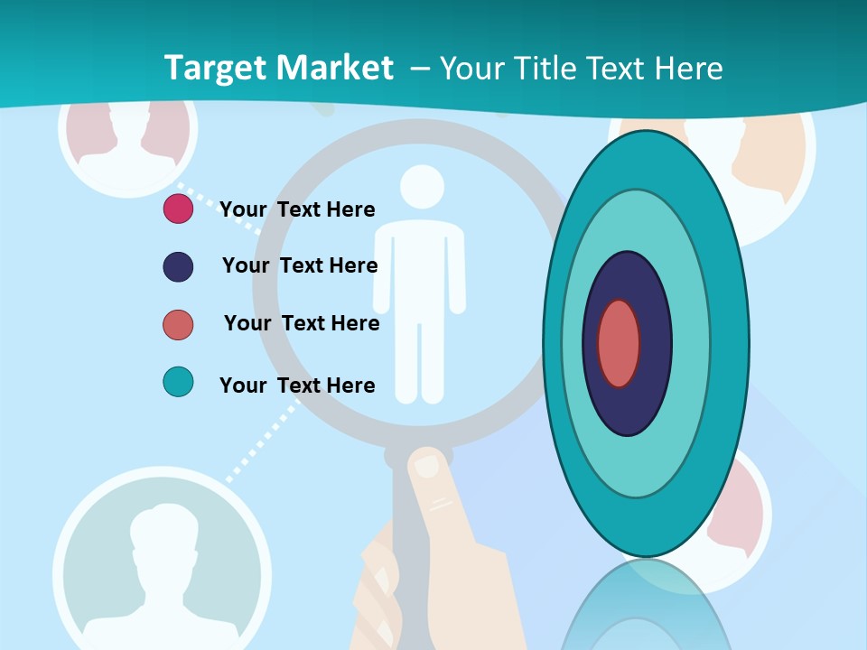 A Hand Holding A Magnifying Glass With Icons On It PowerPoint Template