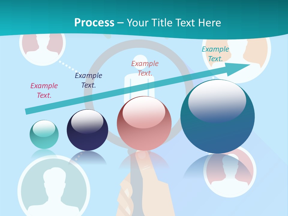 A Hand Holding A Magnifying Glass With Icons On It PowerPoint Template