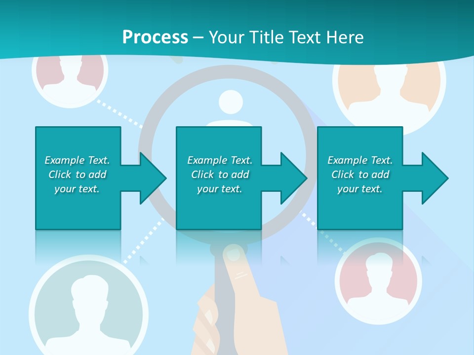 A Hand Holding A Magnifying Glass With Icons On It PowerPoint Template