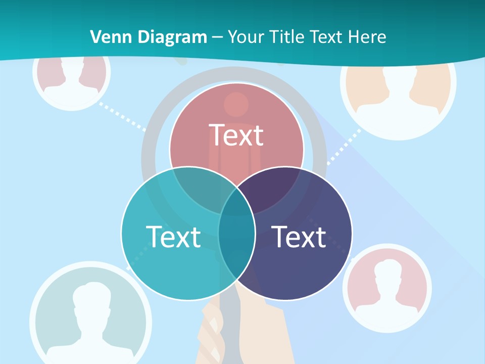 A Hand Holding A Magnifying Glass With Icons On It PowerPoint Template