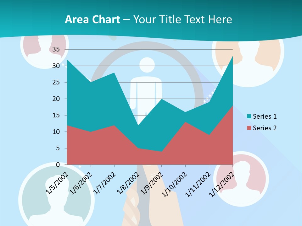 A Hand Holding A Magnifying Glass With Icons On It PowerPoint Template