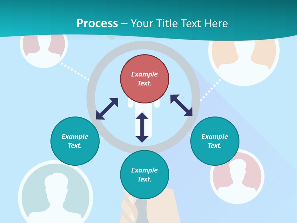 A Hand Holding A Magnifying Glass With Icons On It PowerPoint Template