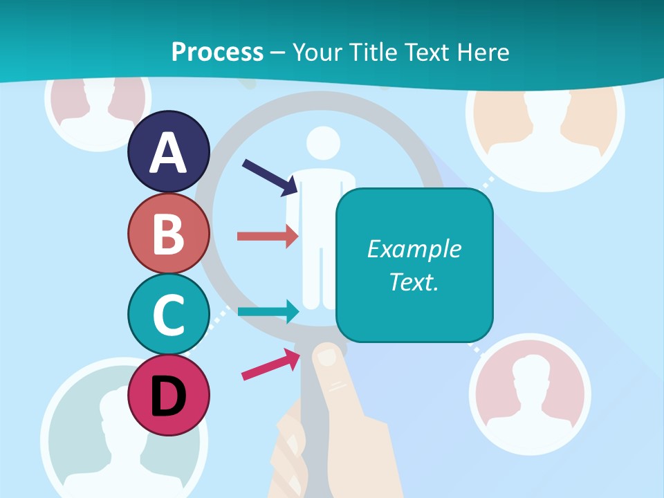 A Hand Holding A Magnifying Glass With Icons On It PowerPoint Template