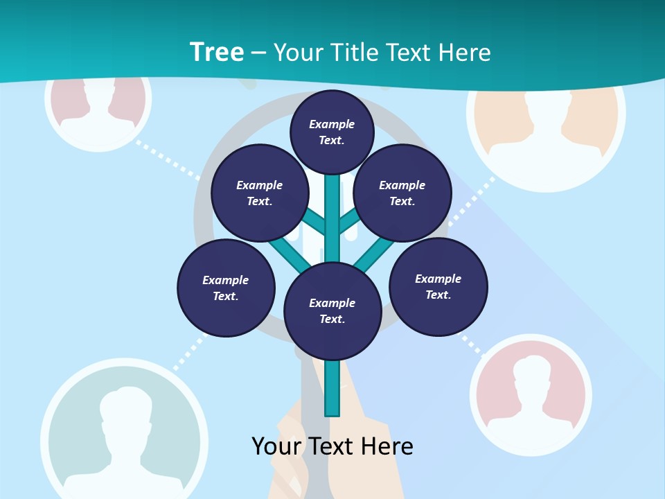 A Hand Holding A Magnifying Glass With Icons On It PowerPoint Template