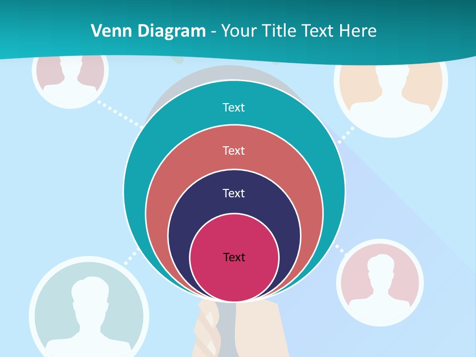 A Hand Holding A Magnifying Glass With Icons On It PowerPoint Template
