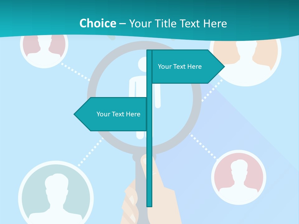 A Hand Holding A Magnifying Glass With Icons On It PowerPoint Template