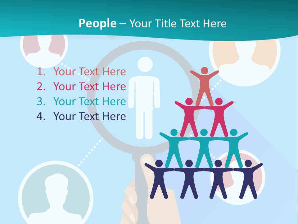 A Hand Holding A Magnifying Glass With Icons On It PowerPoint Template