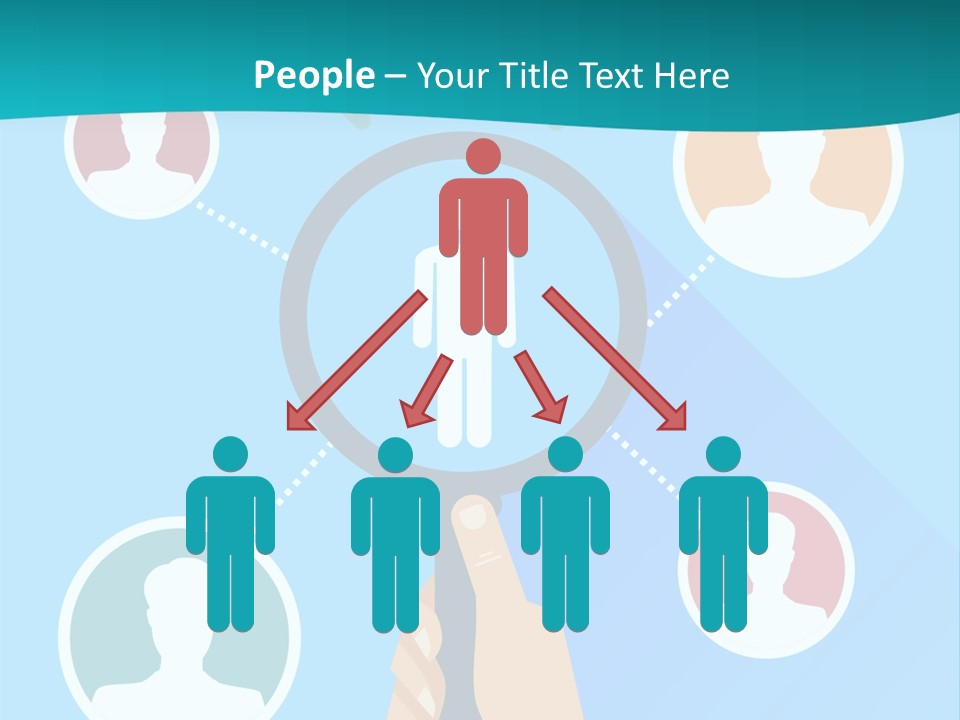 A Hand Holding A Magnifying Glass With Icons On It PowerPoint Template