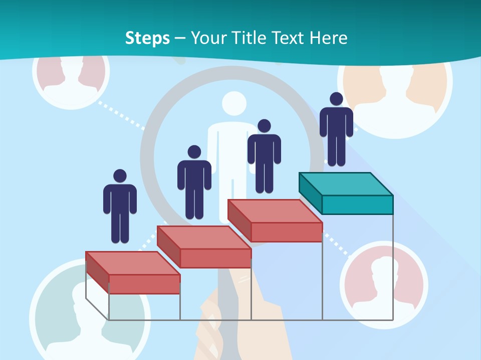 A Hand Holding A Magnifying Glass With Icons On It PowerPoint Template