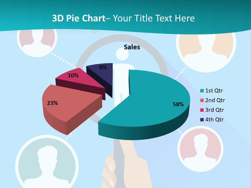 A Hand Holding A Magnifying Glass With Icons On It PowerPoint Template