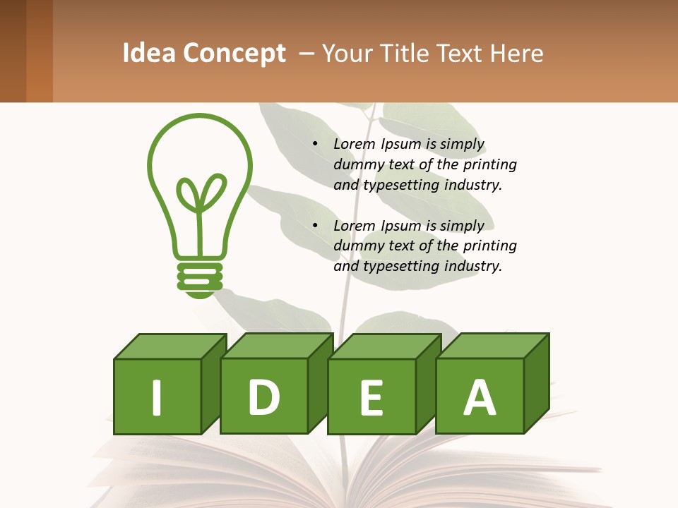 A Book With A Plant On Top Of It PowerPoint Template