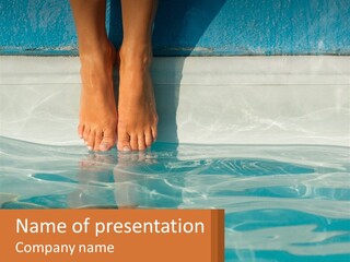 A Person's Bare Feet In A Pool Of Water PowerPoint Template