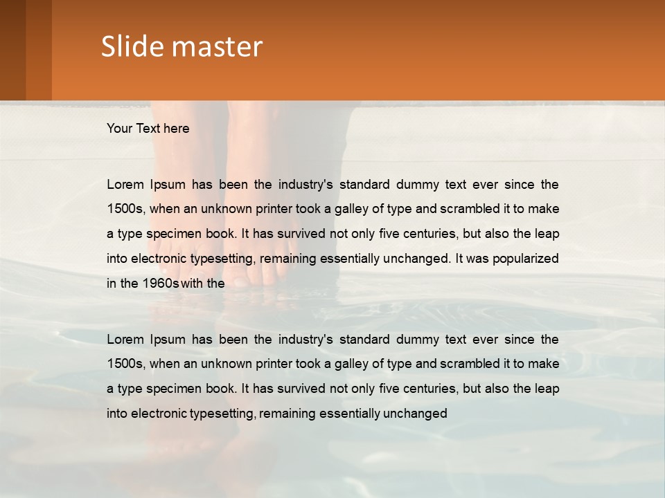 A Person's Bare Feet In A Pool Of Water PowerPoint Template