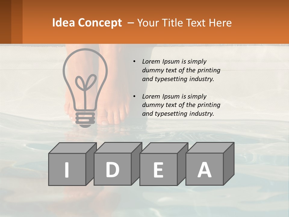 A Person's Bare Feet In A Pool Of Water PowerPoint Template