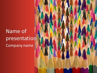 A Group Of Colored Pencils With A Red Background PowerPoint Template
