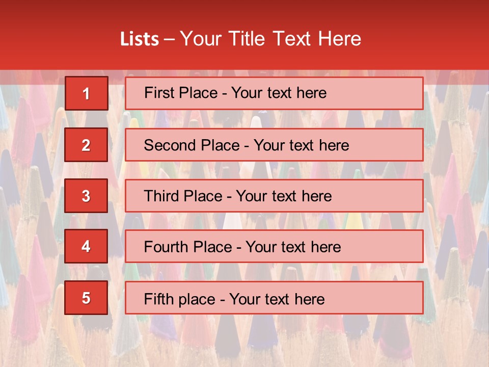 A Group Of Colored Pencils With A Red Background PowerPoint Template