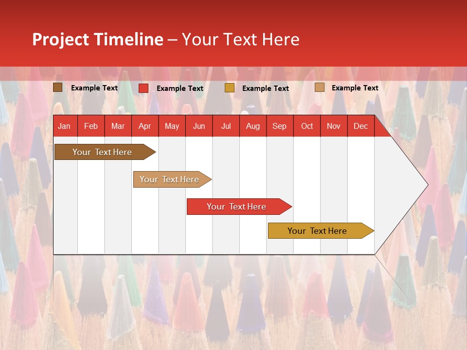 A Group Of Colored Pencils With A Red Background PowerPoint Template