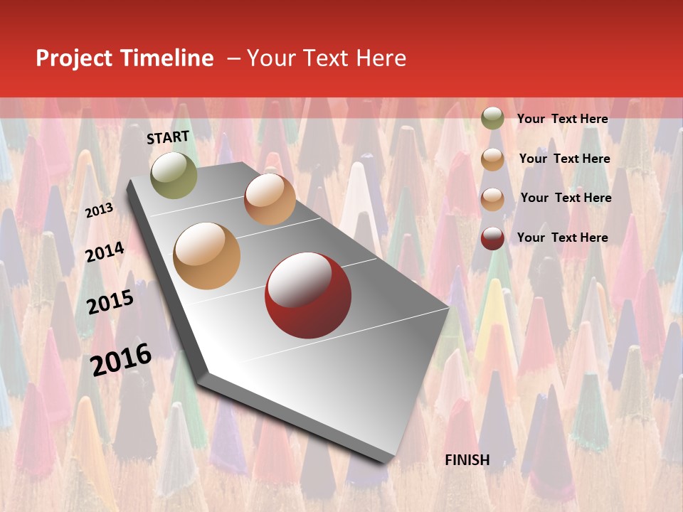 A Group Of Colored Pencils With A Red Background PowerPoint Template