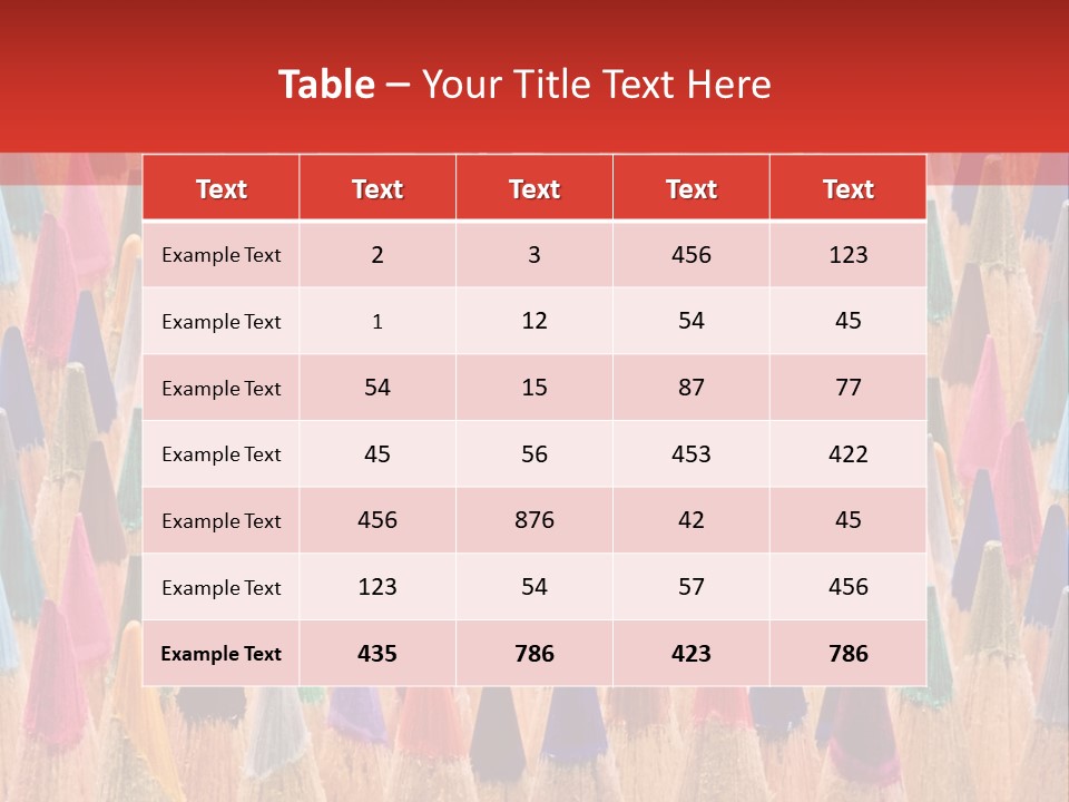 A Group Of Colored Pencils With A Red Background PowerPoint Template