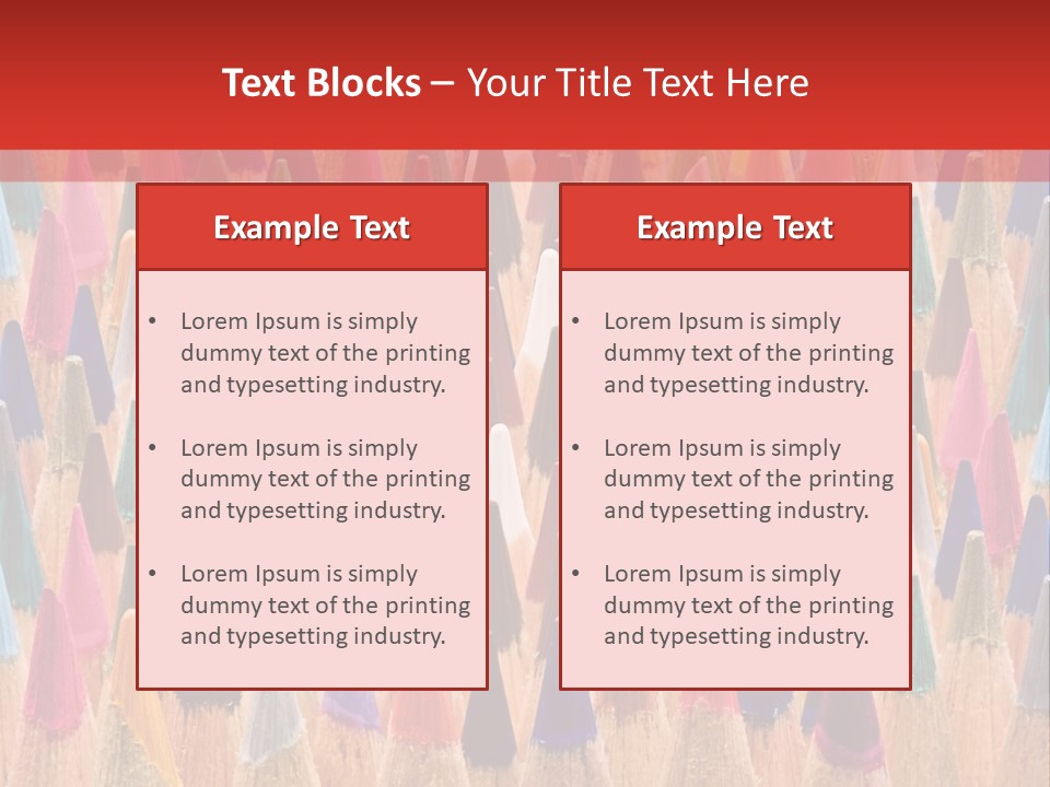 A Group Of Colored Pencils With A Red Background PowerPoint Template