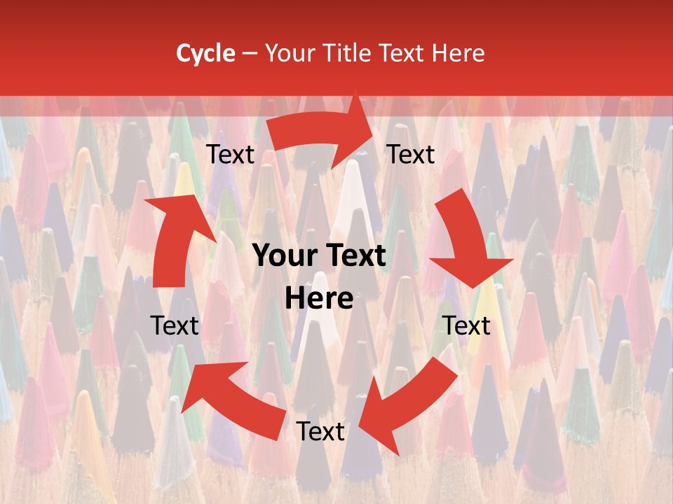 A Group Of Colored Pencils With A Red Background PowerPoint Template
