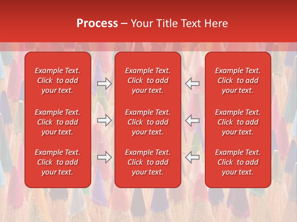 A Group Of Colored Pencils With A Red Background PowerPoint Template