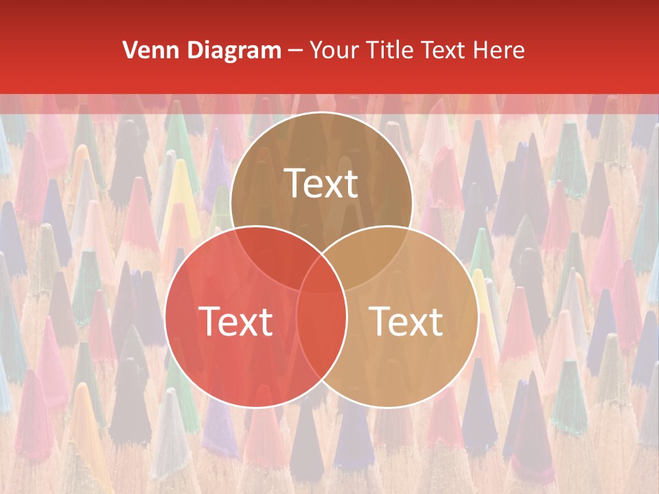 A Group Of Colored Pencils With A Red Background PowerPoint Template
