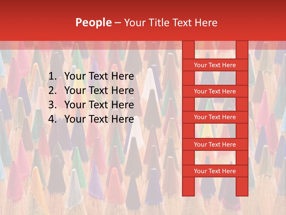 A Group Of Colored Pencils With A Red Background PowerPoint Template