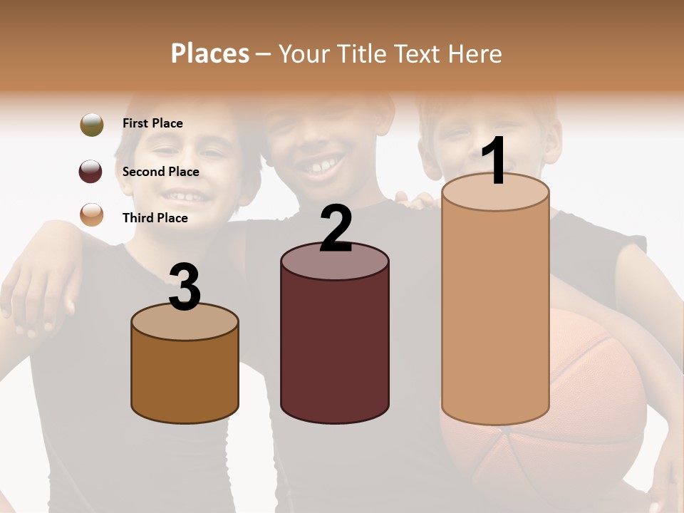 A Group Of Young Boys Standing Next To Each Other Holding A Basketball PowerPoint Template