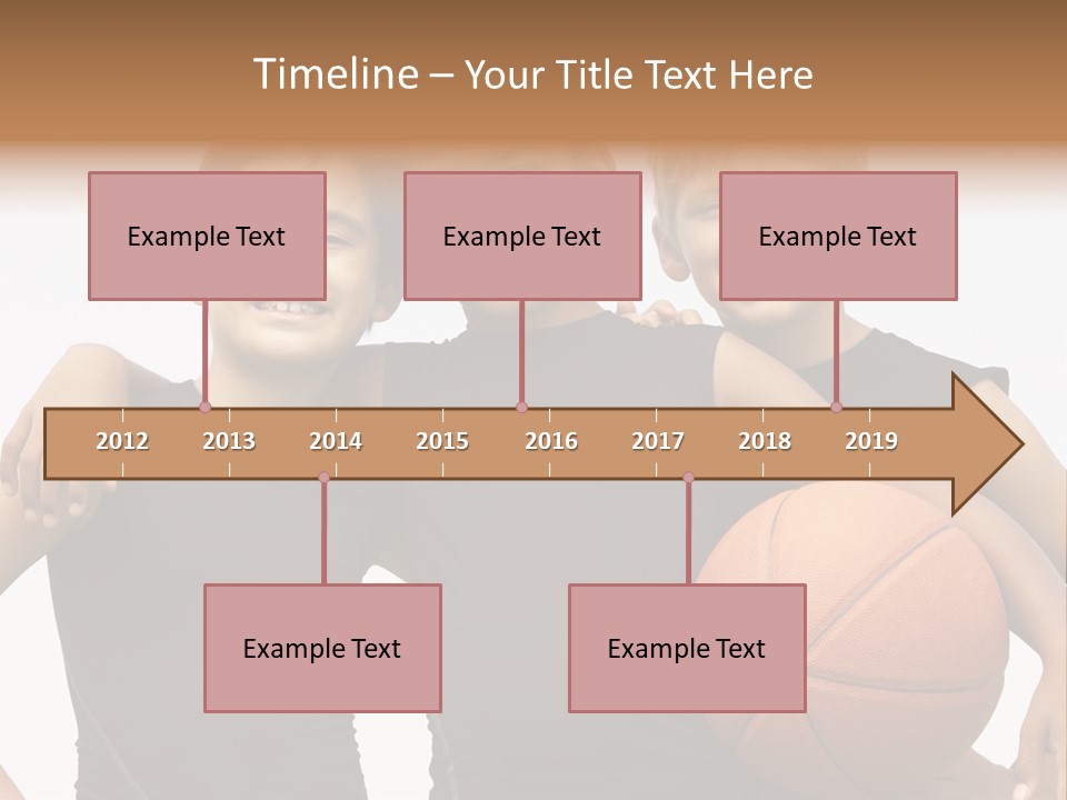 A Group Of Young Boys Standing Next To Each Other Holding A Basketball PowerPoint Template