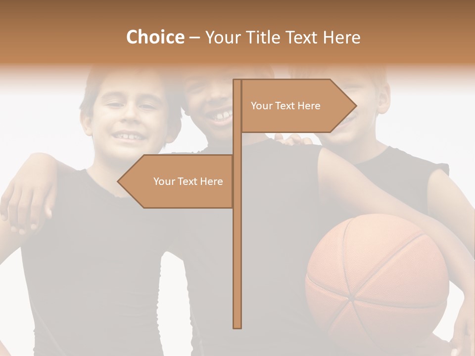 A Group Of Young Boys Standing Next To Each Other Holding A Basketball PowerPoint Template