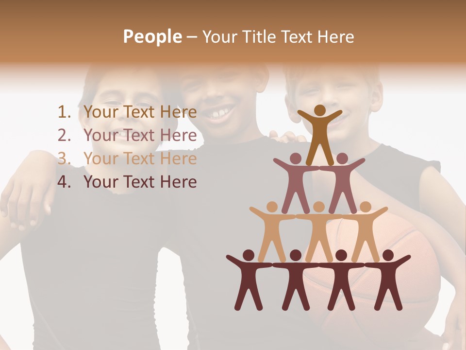 A Group Of Young Boys Standing Next To Each Other Holding A Basketball PowerPoint Template